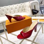 Louis Vuitton LV Women Super Mule Red Monogram-Debossed Patent Calf Leather 10 CM Heel - Image 2