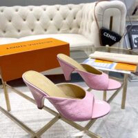 Louis Vuitton LV Women Super Mule Rose Clair Pink Monogram-Debossed Patent Calf Leather 10 CM Heel (4)