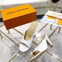 Louis Vuitton LV Women Super Mule White Monogram-Debossed Patent Calf Leather 10 CM Heel (2)