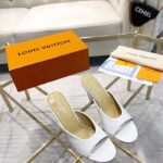 Louis Vuitton LV Women Super Mule White Monogram-Debossed Patent Calf Leather 10 CM Heel - Imagen 4