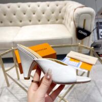 Louis Vuitton LV Women Super Mule White Monogram-Debossed Patent Calf Leather 10 CM Heel (2)