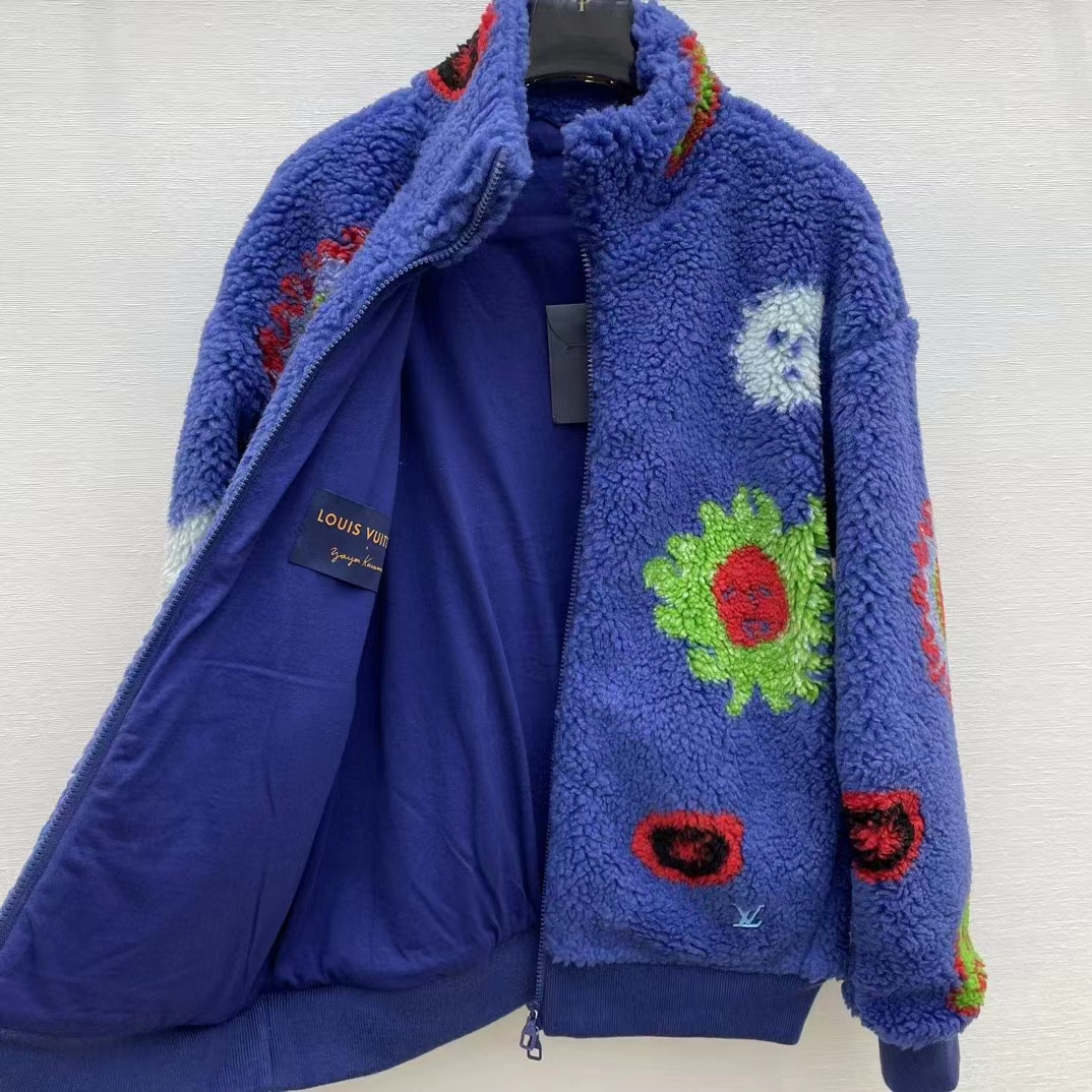 Louis Vuitton Men LV x YK Faces Zipped Fleece Blouson Polyester Blue Multicolor Regular Fit (12)