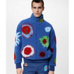 Louis Vuitton Men LV x YK Faces Zipped Fleece Blouson Polyester Blue Multicolor Regular Fit – Image 13