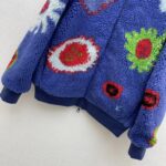 Louis Vuitton Men LV x YK Faces Zipped Fleece Blouson Polyester Blue Multicolor Regular Fit – Image 7