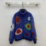 Louis Vuitton Men LV x YK Faces Zipped Fleece Blouson Polyester Blue Multicolor Regular Fit – Image 2