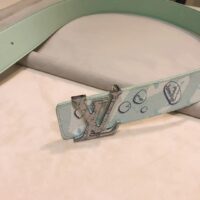 Louis Vuitton Unisex LV Aqua 40 MM Reversible Belt Aqua Green Leather Metal Buckle (9)