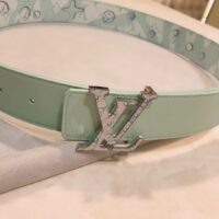 Louis Vuitton Unisex LV Aqua 40 MM Reversible Belt Aqua Green Leather Metal Buckle (9)