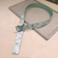 Louis Vuitton Unisex LV Aqua 40 MM Reversible Belt Aqua Green Leather Metal Buckle (9)