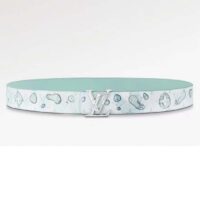 Louis Vuitton Unisex LV Aqua 40 MM Reversible Belt Aqua Green Leather Metal Buckle