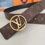 Louis Vuitton Unisex LV Circle 35 MM Reversible Belt Black Leather Monogram Canvas – Bild 4