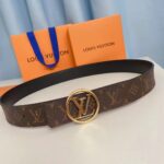 Louis Vuitton Unisex LV Circle 35 MM Reversible Belt Black Leather Monogram Canvas – Bild 2