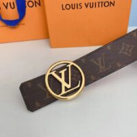 Louis Vuitton Unisex LV Circle 35 MM Reversible Belt Black Leather Monogram Canvas (6)