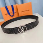 Louis Vuitton Unisex LV Circle 40 MM Reversible Belt Monogram Eclipse Canvas Calf Leather - Bild 2