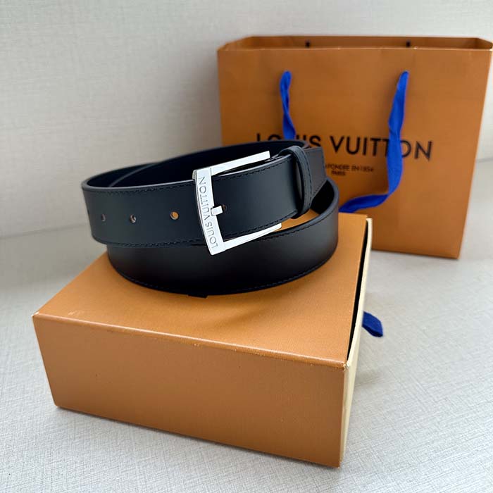 Louis Vuitton Unisex LV City Pin 35 MM Belt Black Smooth Calf Leather (2)