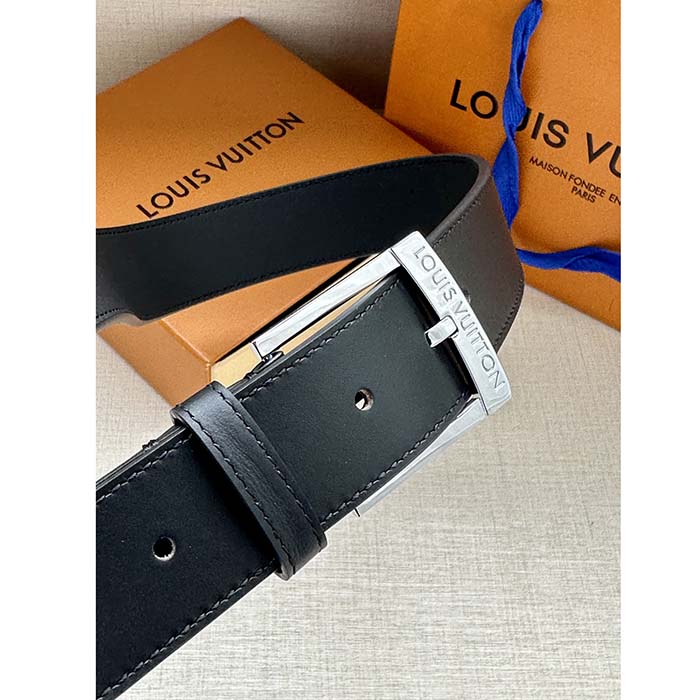 Louis Vuitton Unisex LV City Pin 35 MM Belt Black Smooth Calf Leather (7)