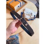 Louis Vuitton Unisex LV City Pin 35 MM Belt Brown Calf Leather Silver Color Hardware - Image 4