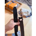 Louis Vuitton Unisex LV City Pin 35 MM Belt Brown Calf Leather Silver Color Hardware - Image 5