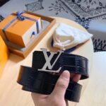 Louis Vuitton Unisex LV Heritage 35 MM Reversible Belt Black Alligator Napa Leather - Image 5