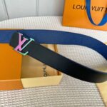 Louis Vuitton Unisex LV Initials 40 MM Reversible Belt Dark Blue Taurillon Calf Leather - Image 3