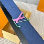 Louis Vuitton Unisex LV Initials 40 MM Reversible Belt Dark Blue Taurillon Calf Leather - Image 7