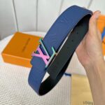 Louis Vuitton Unisex LV Initials 40 MM Reversible Belt Dark Blue Taurillon Calf Leather - Image 5