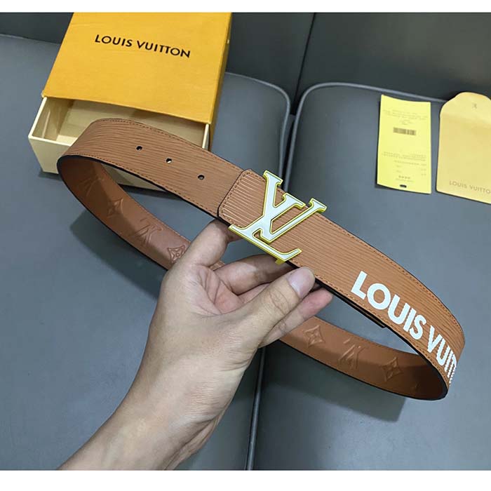 Louis Vuitton Unisex LV Initials 40 MM Reversible Belt Tan Brown Epi XL Cowhide Leather (5)