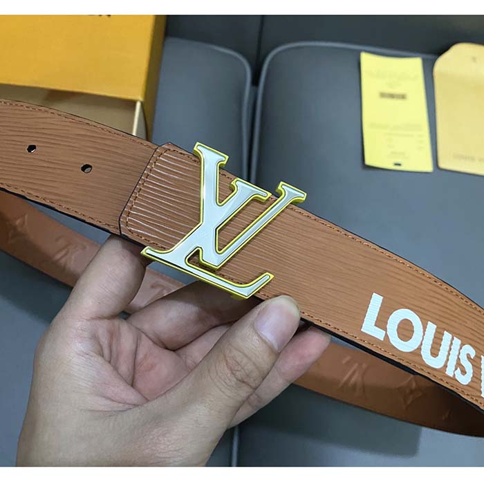 Louis Vuitton Unisex LV Initials 40 MM Reversible Belt Tan Brown Epi XL Cowhide Leather (7)