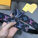 Louis Vuitton Unisex LV Light 40 MM Reversible Belt Monogram Spotlight Multi Black Calf Leather – Image 4