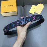 Louis Vuitton Unisex LV Light 40 MM Reversible Belt Monogram Spotlight Multi Black Calf Leather – Image 2