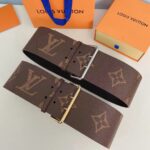 Louis Vuitton Unisex LV Oversized Buckle 90 MM Belt Brown Monogram Giant Calf Leather - Image 9