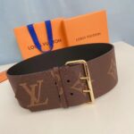 Louis Vuitton Unisex LV Oversized Buckle 90 MM Belt Brown Monogram Giant Calf Leather - Image 2