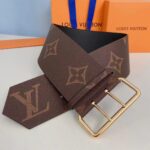 Louis Vuitton Unisex LV Oversized Buckle 90 MM Belt Brown Monogram Giant Calf Leather - Image 4