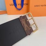 Louis Vuitton Unisex LV Oversized Buckle 90 MM Belt Brown Monogram Giant Calf Leather - Image 8