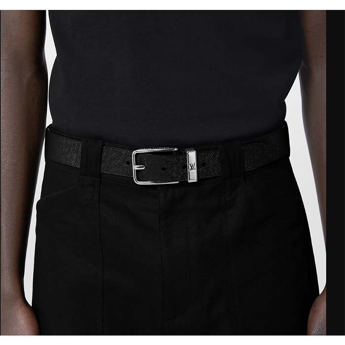 Louis Vuitton Unisex LV Pont Neuf 35 MM Belt Black Taiga Calf Leather Lining (2)