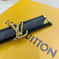 Louis Vuitton Unisex LV Pretty LV 20 MM Reversible Belt Black Leather Monogram Canvas Recto Side (4)