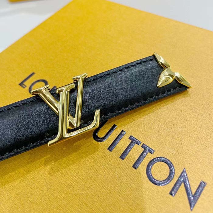 Louis Vuitton Unisex LV Pretty LV 20 MM Reversible Belt Black Leather Monogram Canvas Recto Side (7)