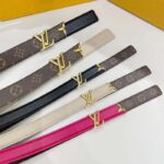 Louis Vuitton Unisex LV Pretty LV 20 MM Reversible Belt Pink Leather Monogram Canvas Recto Side - Image 4