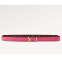 Louis Vuitton Unisex LV Pretty LV 20 MM Reversible Belt Pink Leather Monogram Canvas Recto Side (4)