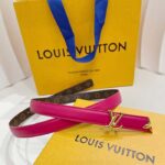 Louis Vuitton Unisex LV Pretty LV 20 MM Reversible Belt Pink Leather Monogram Canvas Recto Side - Image 2