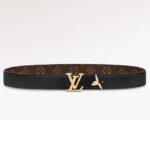 Cinturón reversible unisex Louis Vuitton LV Pretty LV de 30 mm con monograma en lona negra y marrón, lado recto