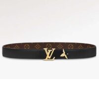 Louis Vuitton Unisex LV Pretty LV 30 MM Reversible Belt Black Brown Monogram Canvas Recto Side (2)