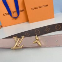 Louis Vuitton Unisex LV Pretty LV 30 MM Reversible Belt Monogram Canvas Jasmine Pink Leather (10)