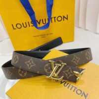 Louis Vuitton Unisex LV Pretty LV 30 MM Reversible Belt Black Brown Monogram Canvas Recto Side (2)
