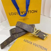 Louis Vuitton Unisex LV Pretty LV 30 MM Reversible Belt Black Brown Monogram Canvas Recto Side (2)