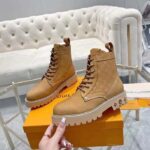 Louis Vuitton Unisex LV Ranger Boat Shoe Beige Mini Monogram-Embossed Nubuck Leather - Image 8