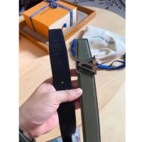 Louis Vuitton Unisex LV Rays 40 MM Reversible Belt Khaki Green Grained Leather Calf (3)