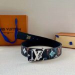 Louis Vuitton Unisex LV Shape 40 MM Reversible Belt Black Calf Leather – Bild 4