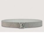 Ceinture réversible Louis Vuitton unisexe LV Shape MNG Climbing 40 mm grise en cuir de taurillon monogrammé