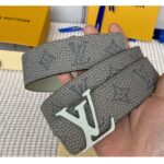Louis Vuitton Unisex LV Shape MNG Climbing 40 MM Grey Reversible Belt Monogram Taurillon Leather – Image 6
