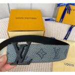 Louis Vuitton Unisex LV Shape MNG Climbing 40 MM Reversible Belt Grey Monogram Taurillon Leather – Image 3